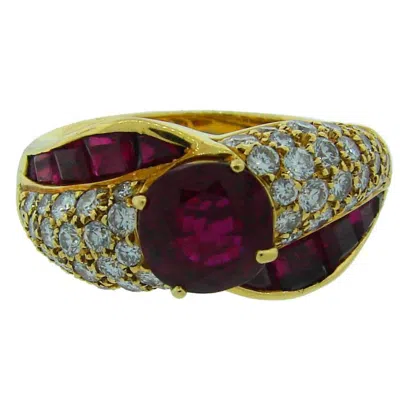 Pre-owned Graff Vintage  Ruby Diamond 18k Yellow Gold Ring 2.06 Cts Agl Report