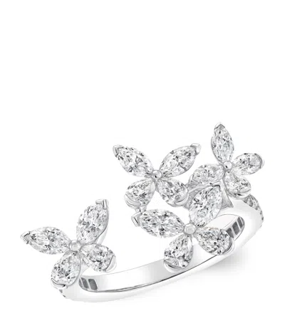 Graff White Gold And Diamond Butterfly Ring In Silver