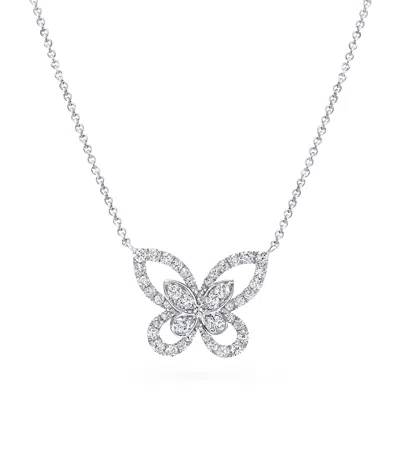 Graff White Gold And Diamond Mini Butterfly Necklace In Metallic