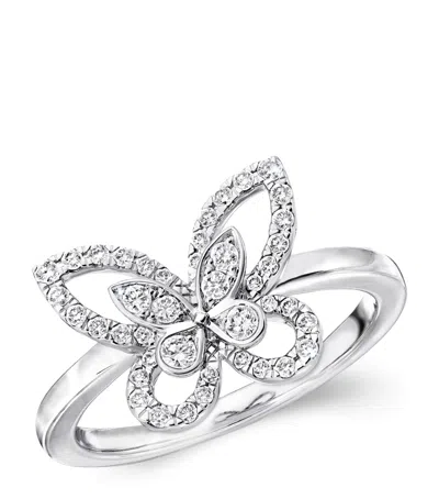 Graff White Gold And Diamond Mini Butterfly Ring In Metallic