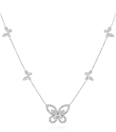 Graff White Gold And Diamond Multi Butterfly Necklace In Metallic