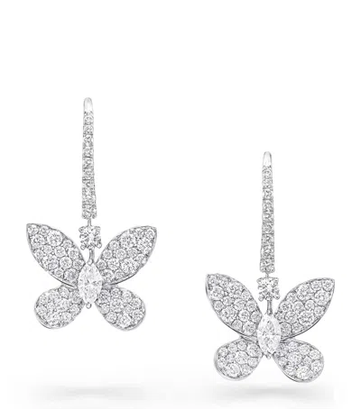 Graff White Gold And Diamond Pavé Butterfly Drop Earrings In Metallic