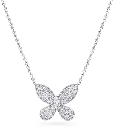 Graff White Gold And Diamond Pavé Butterfly Small Pendant Necklace In Metallic
