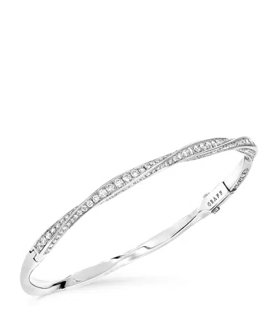 Graff White Gold And Diamond Spiral Bangle In Metallic