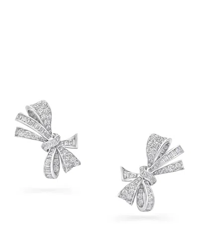 Graff White Gold And Diamond Tilda's Bow Stud Earrings In Gray