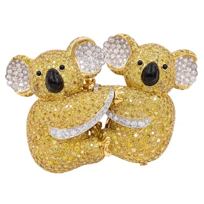 Pre-owned Graff Yellow Diamond Two Koala Bear Detachable Brooch