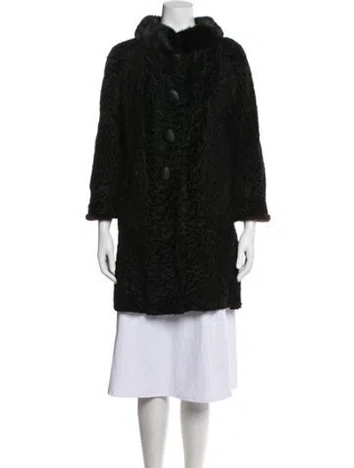 Pre-owned Graf's Fine Furs Lamb Fur Fur Coat In Black