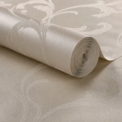Graham & Brown Baroque Bead Champagne 33' L X 21" W Wallpaper Roll In Pearl