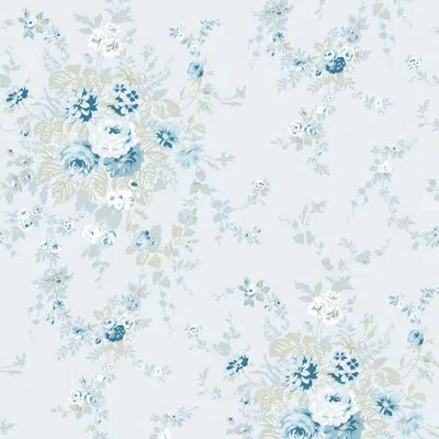Graham & Brown Shabby Elegance By Rachel Ashwell Garden Floral Slate Grey Wallpaper In Blue