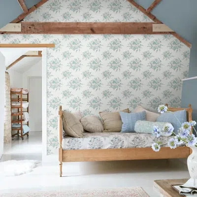 Graham & Brown Shabby Elegance By Rachel Ashwell Rose Blossom Teal Wallpaper In Blue