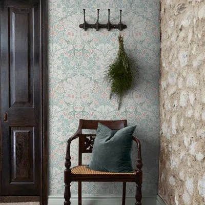 Graham & Brown William Morris Blackthorn Meadow Wallpaper In Blue
