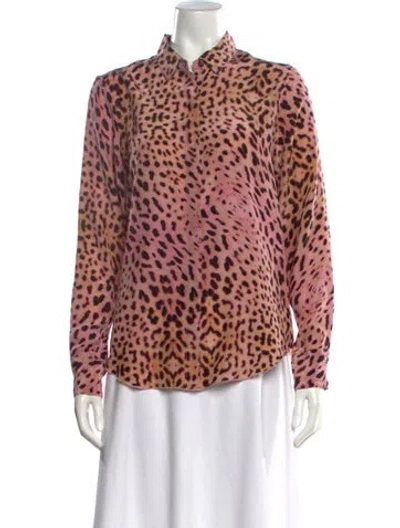 Pre-owned Graham & Spencer Silk Animal Print Blouse In Pink