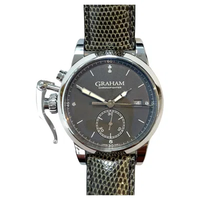 Pre-owned Graham Chronofighter 1695 Romantic Stainless Steel Watch With Leather Belt In Multi