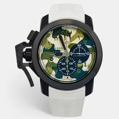 Pre-owned Graham Green Camouflage Pvd Coated Stainless Steel Rubber Chronofigher 2ccau.g04a Men's Wriswatch 47 Mm In Multicolor