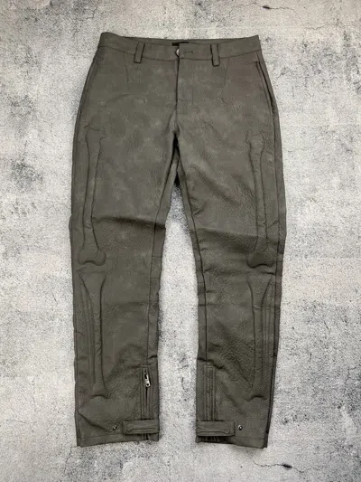 Pre-owned Grailed 0101 Avant Garde Skeleton Big Logo Leather Y2k Pants In Gray
