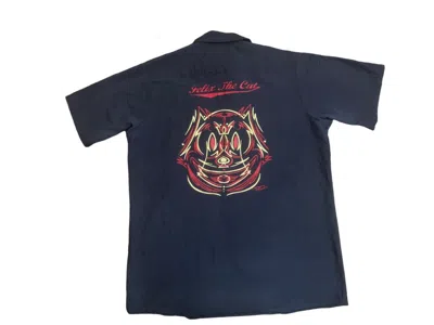 Pre-owned Grailed 90's Felix The Cat Workwear Button Up Shirt In Blue