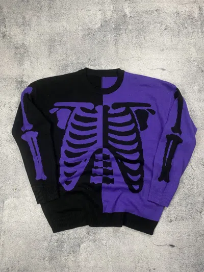 Pre-owned Grailed Avant Garde Skeleton Big Logo Hype Knit Y2k Sweater In Multi