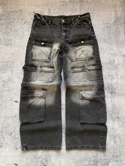 Pre-owned Grailed Avant Garde Very Wide Multi Pocket Cargo Faded Y2k Pants In Black