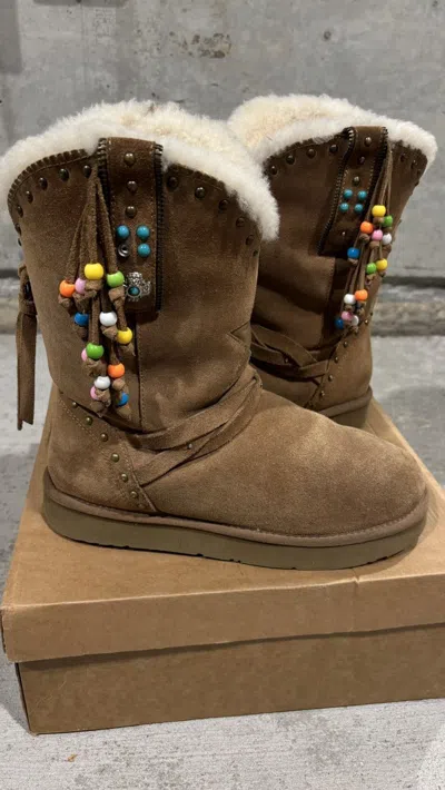 Pre-owned Grailed Bazo 1199 Ugg Cowboy Boots In Sand