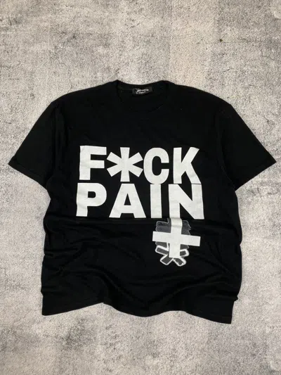 Pre-owned Grailed Hype Avant Garde Fuck Pain Big Punk Logo Y2k Livermorium Tee In Black