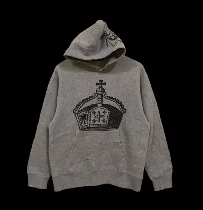 Pre-owned Grailed Hypnotiz Distressed Pullover Sweater Hoodie In Gray