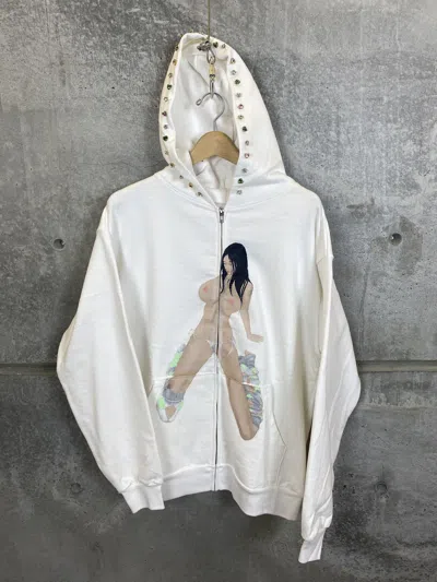 Pre-owned Grailed Kate Ahn X Terminal 27 Hentai Embellished Hoodie In White