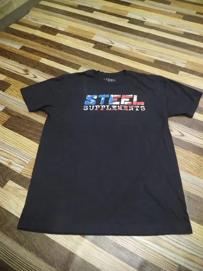 Pre-owned Grailed Steel Supplements Usa Flag Logo Graphic T-shirt Black