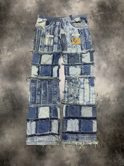 Pre-owned Grailed Ticila Patchwork Rocker Jeans In Blue Patchwork