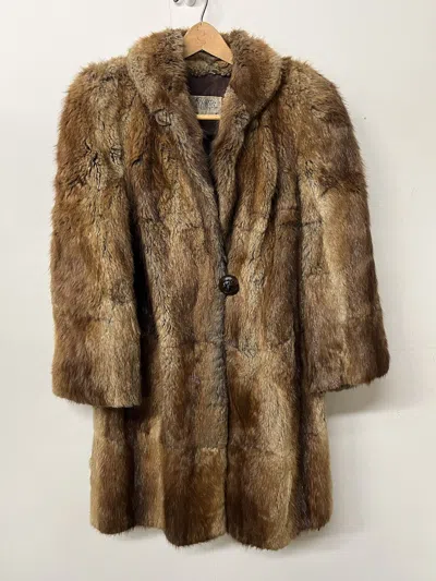 Pre-owned Grailed Vintage 1990s Fur Coat 100% Authentic Fur Long Coat Distressed Size S In Brown
