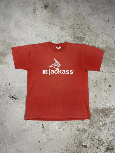 Pre-owned Grailed Vintage 2003 Jackass Mtv Promo Trashed Tee T Shirt In Red