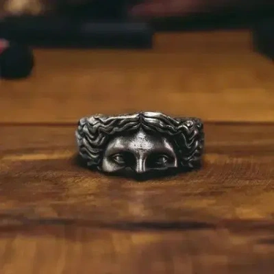 Pre-owned Grailed Vintage Brass Head Ring In Silver