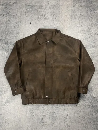 Pre-owned Grailed Vintage Designer Y2l Like Leather Hype Bomber Jacket In Brown