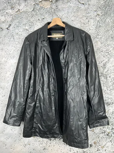 Pre-owned Grailed Vintage Genuine Leather Jacket 90's Parka Avantgarde Grunge In Black
