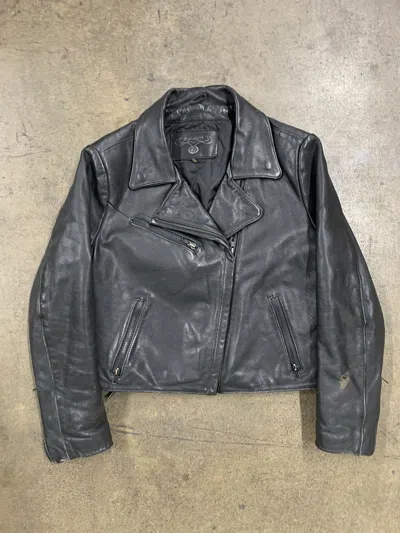 Pre-owned Grailed Vintage Leather Perfecto Riding Jacket In Black