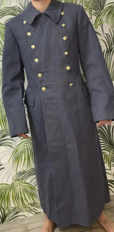 Pre-owned Grailed Vintage Military Greatcoat Wool Long Trench Gray Coat L