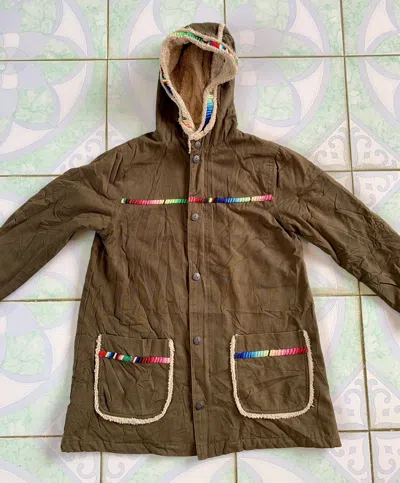 Pre-owned Grailed Vintage Titicaca Navajo Design Lined Shearling Jacket In Brown