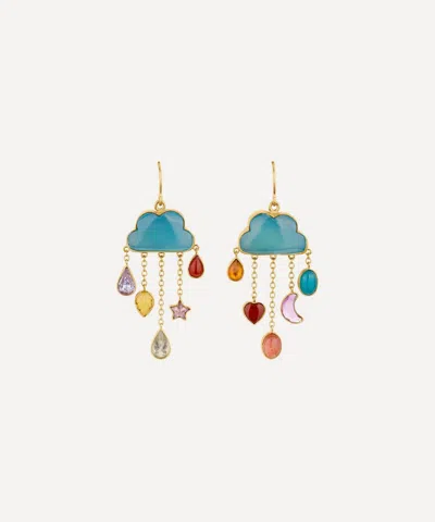 Grainne Morton 18ct Gold-plated Cloud And Rain Blue Chalcedony Chain Drop Earrings