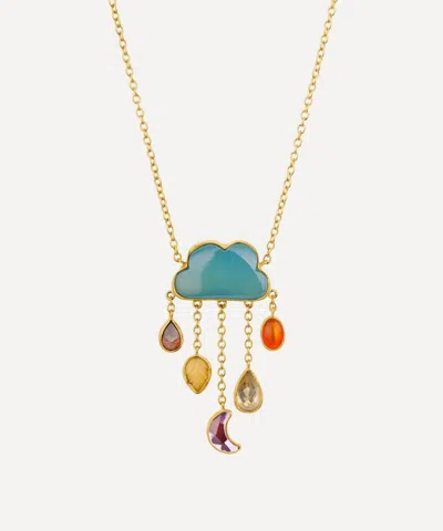 Grainne Morton 18ct Gold-plated Cloud And Rain Blue Chalcedony Chain Drop Necklace