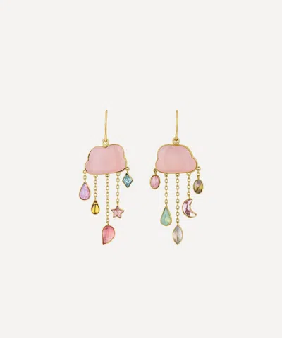 Grainne Morton 18ct Gold-plated Cloud And Rain Chain Drop Earrings In Pink