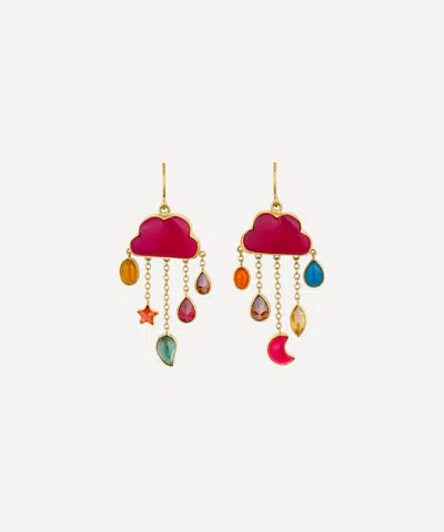 Grainne Morton 18ct Gold-plated Cloud And Rain Rani Chalcedony Chain Drop Earrings