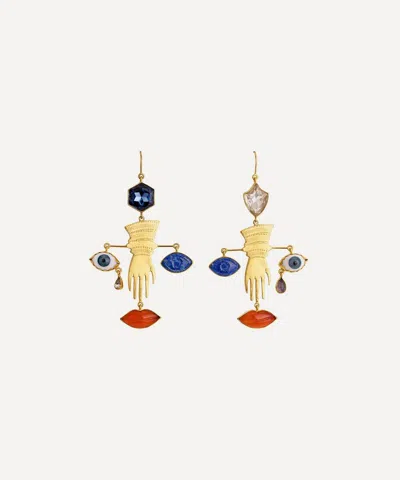 Grainne Morton 18ct Gold-plated Glove And Face Charm Drop Earrings