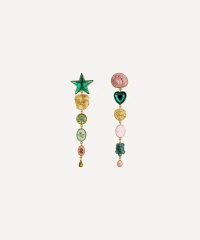 Grainne Morton 18ct Gold-plated Green Heart And Star Drop Earrings