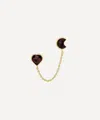 GRAINNE MORTON GRAINNE MORTON 18CT GOLD-PLATED MOON AND STAR DOUBLE STUD GARNET EARRING