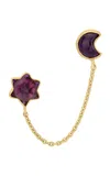 Grainne Morton 18k Gold Plated Silver And Amethyst Double Stud Single Earring In Purple