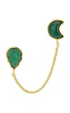 Grainne Morton 18k Gold Plated Silver And Chalcedony Double Stud Single Earring In Green