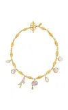 Grainne Morton 18k Gold Plated Silver And Mixed Materials Fish Multi Charm Necklace