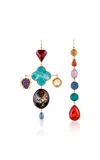 Grainne Morton 18k Gold Plated Silver And Mixed Materials Flower And Fruit Mistmatched Charm Drop In Blue