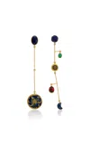 Grainne Morton 18k Gold Plated Silver And Mixed Materials Mismatched Mobile Drop Earrings In Black