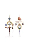 Grainne Morton 18k Gold Plated Silver And Mixed Materials Swans Earrings In Orange
