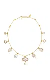 Grainne Morton 18k Gold Plated Silver And Mixed Materials Vintage Crystal Charm Necklace